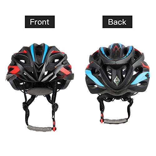 DesignSter Casco de Bicicleta Moldeado integralmente con luz LED de Seguridad, Casco de Bicicleta Ajustable con Visera Desmontable/Forro de Repuesto, Casco Transpirable para Ciclismo de Carretera