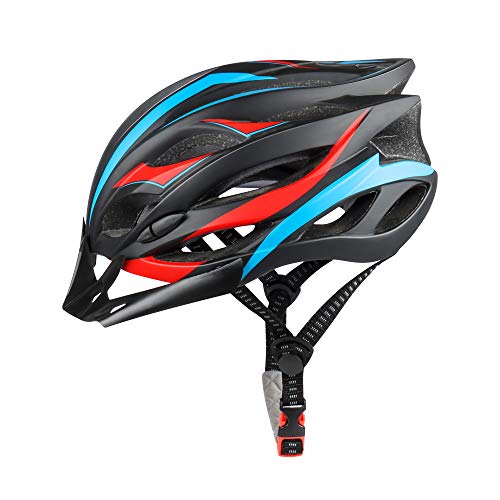 DesignSter Casco de Bicicleta Moldeado integralmente con luz LED de Seguridad, Casco de Bicicleta Ajustable con Visera Desmontable/Forro de Repuesto, Casco Transpirable para Ciclismo de Carretera