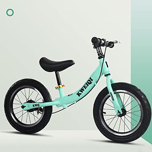 DFBGL Bicicleta de Equilibrio con Frenos Bicicleta Ligera de 14 Pulgadas sin Pedales Juguetes para Montar Regalos Bicicleta de Entrenamiento para niños Asiento Ajustable para niñas y niñ