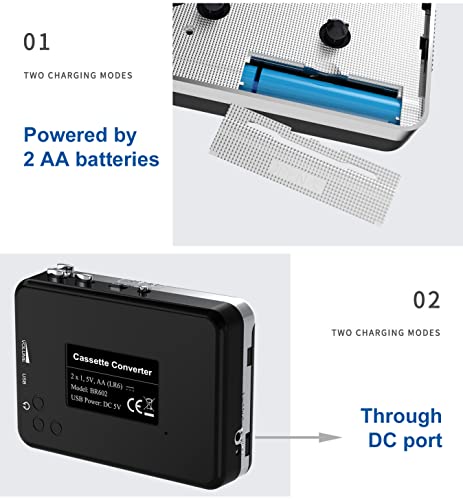 DIGITNOW! USB Convertidor y Reproductor de Cinta casetes,Walkman Reproductor & Convertir Audio Cassette a MP3 Digital,para Grabar Cassette a mp3 en Windows o Mac