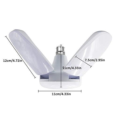 Dinapy Iluminación de Garaje LED, luz de Garaje 60W, 4 Paneles, lámpara de Garaje, Plegable, iluminación de Techo, fácil instalación, iluminación de Trabajo