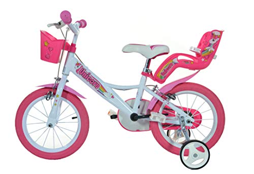 Dino Bikes - 164R-UN Unicorn - Bicicleta con diseño de Unicornios de 40,6 cm, Color Blanco y Rosa