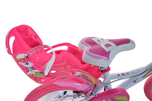 Dino Bikes - 164R-UN Unicorn - Bicicleta con diseño de Unicornios de 40,6 cm, Color Blanco y Rosa