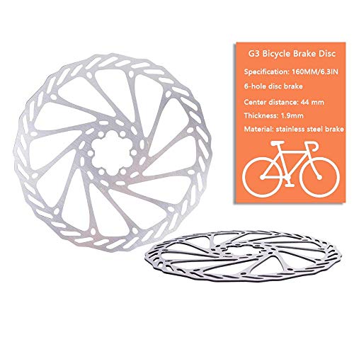 Disco de Freno de Disco de Bicicleta, Bike MTB Disc Wave Ø160MM, Con 6 Tornillos, Unisex Niños, Disipación de Calor Rápida, Ningun Ruido, para Bicicleta de Carretera, Bicicleta de montaña, BMX