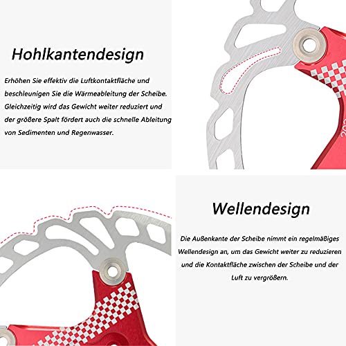 Disco de freno para bicicleta de montaña, 160 mm, 180 mm, 203 mm, rotor de disco de natación (Rojo 180 mm)