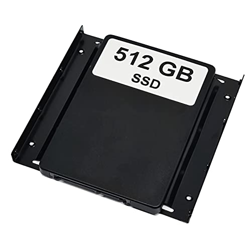 Disco duro SSD de 512 GB con marco de montaje (2,5" a 3,5") compatible con placa base Asus Pro WS X570-ACE – incluye tornillos y cable SATA