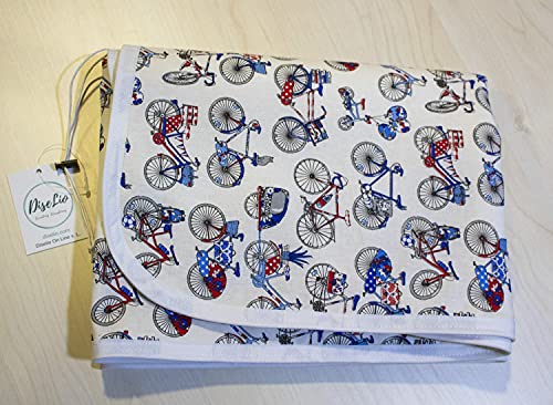 DiseLio 1 Funda para Tabla de Planchar con 2 Capas, Estampado Bicicletas. Adaptable a Tablas de hasta 42 x 120 cm. Tela algodón y muletón de Fibra. (FTP 2C Estam Bicis)