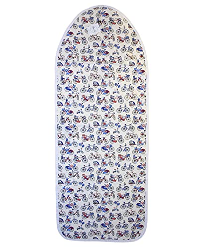 DiseLio 1 Funda para Tabla de Planchar con 2 Capas, Estampado Bicicletas. Adaptable a Tablas de hasta 42 x 120 cm. Tela algodón y muletón de Fibra. (FTP 2C Estam Bicis)