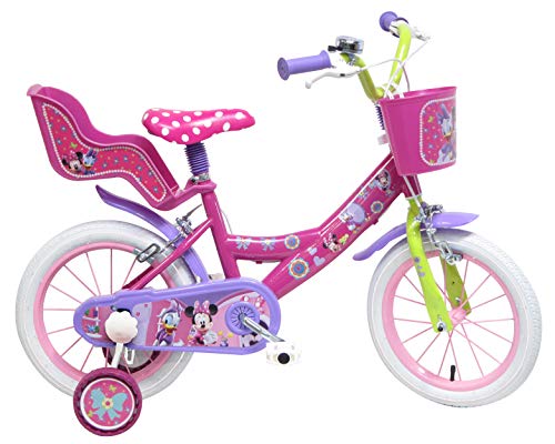Disney - Bicicleta con ruedines y asiento para muñecas