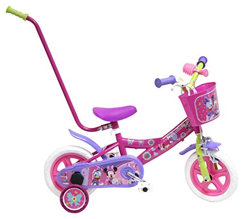 Disney Bicicleta Niño Minnie con Barra de Aprendizaje 10 pulg Rosa 2-4 años
