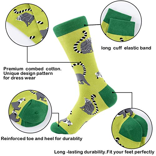 Divertidos calcetines coloridos para hombre, calcetines de algodón de estampados alegres con diseño innovador, estilo informal, 6 pares