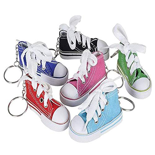 DIY Mini Finger Shoes, Canvas Mini Sneaker Shoe Keychain, Motocicleta Bicicleta pie Soporte Zapatos pequeños decoración de trípode de Coche eléctrico (6PCS)