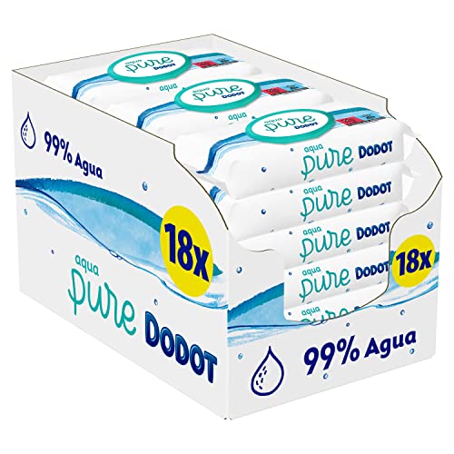 Dodot Toallitas Aqua Pure para Bebé, 99% Agua, 864 Toallitas, 18 Paquetes (18 x 48)