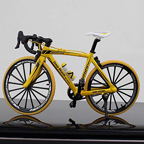 Doigt - Mini bicicleta de montaña de carretera, modelo Diecast Creative Sport regalo para niños jóvenes (Yellow)