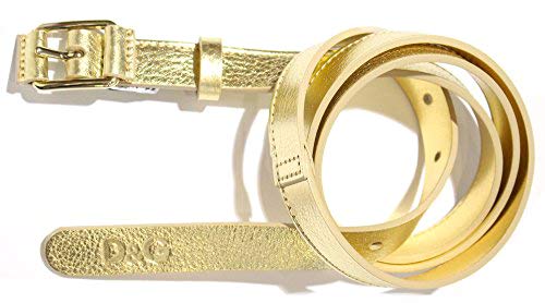 Dolce & Gabbana D&G DC0609E13D - Cinturón de mujer con barra recta laminada, color dorado, talla 90 cm
