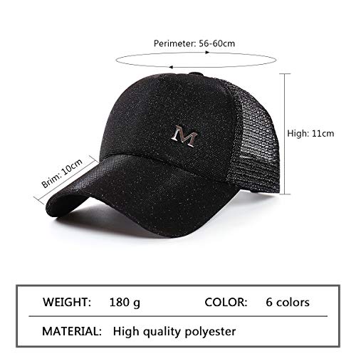 DORRISO Unisex Gorras de Béisbol Visera Gorra Viajar Alpinista Deporte Bicicleta Gorras de Mujer Hombre Negro