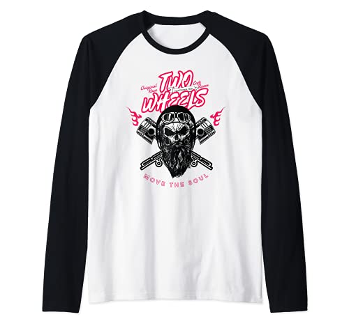 Dos ruedas mueven el alma - Retro Motorcycle Vintage Camiseta Manga Raglan