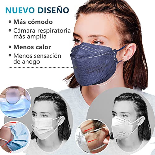 DOUBLE M Mascarillas FFP2 NR Certificación CE 0370 Uso Personal 3, 5, 10, 20, 50 o 100 pcs, filtración ≥ 95%, comoda ligera, Filtro Multicapa, Uso Personal, Mascarillas Facial Protección