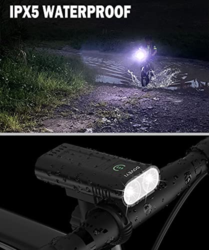 DOVEYI Luz Bicicleta,Potente 6400 mAh Led Luces Bici Delantera y Trasera 2400 Lúmenes Recargables USB Linterna Bicicleta Impermeable IPX5 Focos para Bicicletas Luces y Reflectores de Ciclismo