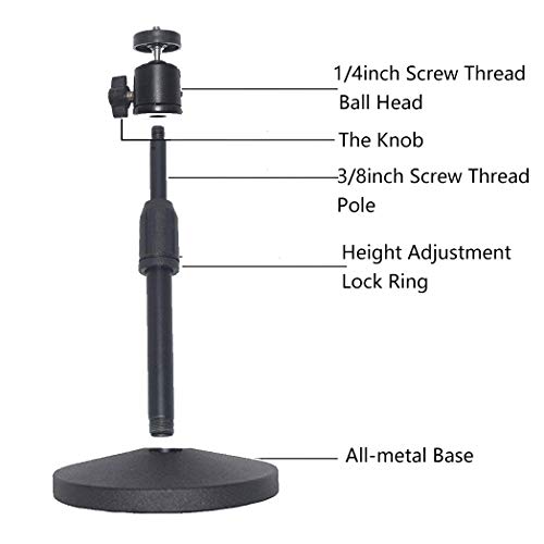 Dran Mini Soporte de Proyector, Trípode de Mesa, Altura Ajustable de 20-28cm - Carga hasta 2Kg - Tornillo de Montaje 1/4 Pulgadas - para Mini Proyector, Adaptador de móvil, Micrófono y Lámaras