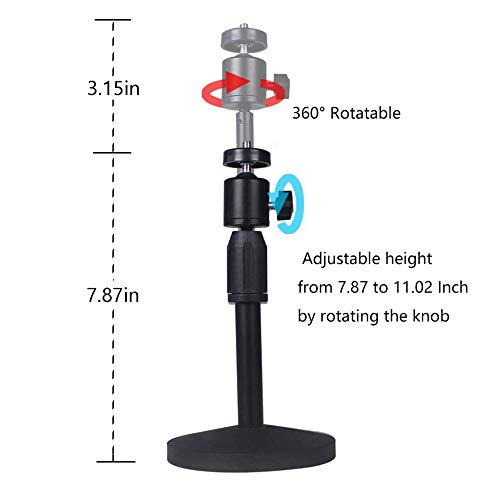 Dran Mini Soporte de Proyector, Trípode de Mesa, Altura Ajustable de 20-28cm - Carga hasta 2Kg - Tornillo de Montaje 1/4 Pulgadas - para Mini Proyector, Adaptador de móvil, Micrófono y Lámaras