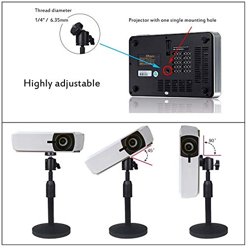 Dran Mini Soporte de Proyector, Trípode de Mesa, Altura Ajustable de 20-28cm - Carga hasta 2Kg - Tornillo de Montaje 1/4 Pulgadas - para Mini Proyector, Adaptador de móvil, Micrófono y Lámaras