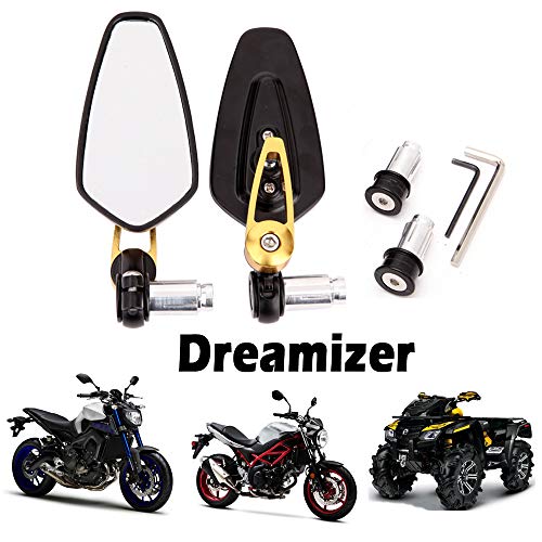 DREAMIZER 7/8" 22mm Motocicleta Espejos del Extremo del Manillar, Espejos Retrovisores Moto para Street Bike Dirt Bike Cruiser Scooter