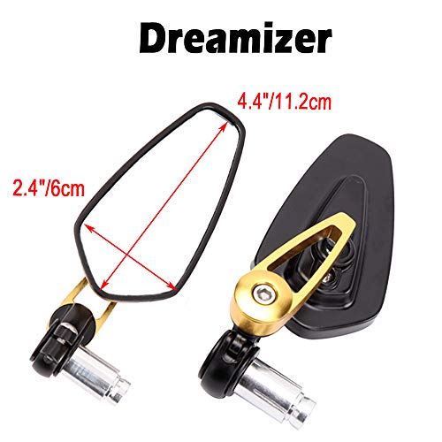 DREAMIZER 7/8" 22mm Motocicleta Espejos del Extremo del Manillar, Espejos Retrovisores Moto para Street Bike Dirt Bike Cruiser Scooter