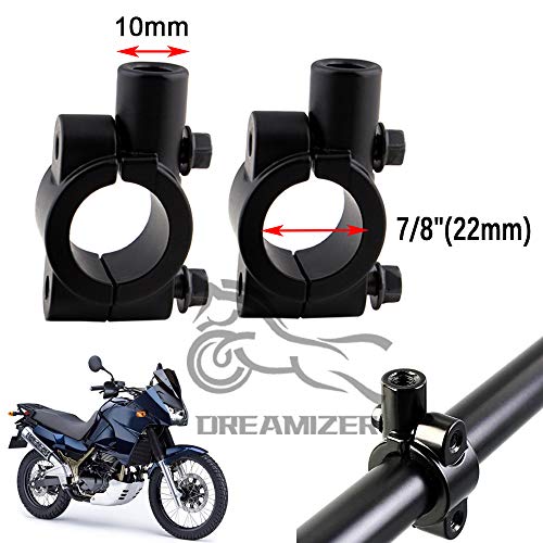 DREAMIZER 8mm 10mm Espejos Retrovisores de Motocicleta, Moto Retrovisores Laterales con 22mm Abrazadera del Manillar para Z1 KZ900 KZ1000 Street Bike ATV Quad Cruiser Bike