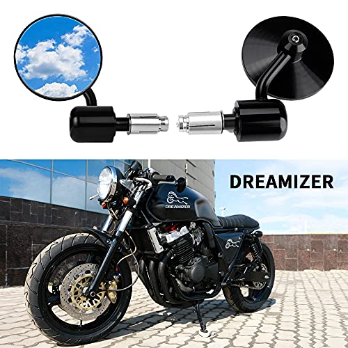 DREAMIZER Redondo Espejo Retrovisor Moto, Espejos de extremo de barra de manija de 7/8" 22 mm para Street Bike Dirt Bike Scooter Chopper Cruiser