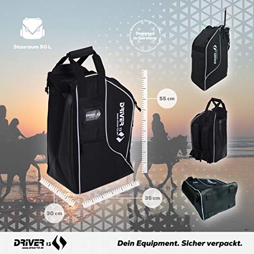 Driver13 ® mochila para botas de montar mochila deluxe con compartimento para casco para botas botas de montar negro