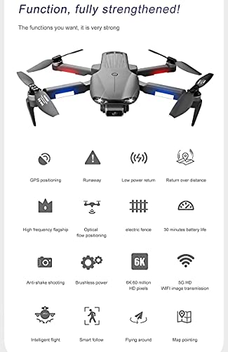 Dron con cámara 6K para Adultos, Dron GPS con Video en Vivo WiFi, Retorno automático a casa, retención de altitud, Ruta de Vuelo Personalizada, Volteretas 3D, Retorno de una tecla y Ajuste de velocid