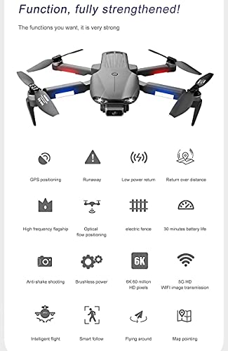 Dron con cámara 6K para Adultos, Dron GPS con Video en Vivo WiFi, Retorno automático a casa, retención de altitud, Ruta de Vuelo Personalizada, Volteretas 3D, Retorno de una tecla y Ajuste de velocid