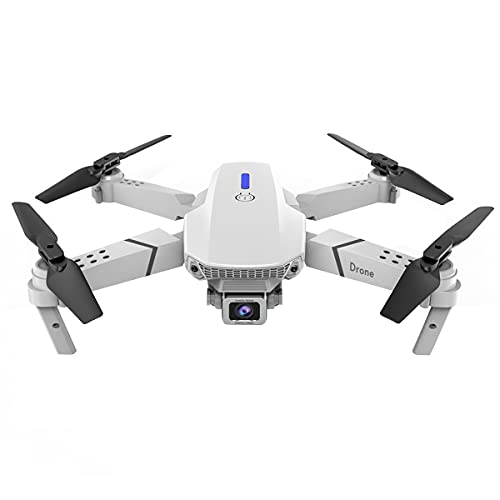 Drone Quadcopter con cámara dual 4K HD, duración de la batería de 20 minutos, GPS, fotografía con gestos manuales, volteretas en 3D, vuelo en ruta, modo sin cabeza, controles de la aplicación (Blanco)