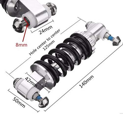 DSFSAEG Amortiguador para bicicleta de montaña, accesorios para rueda de suspensión, aleación de aluminio, amortiguador para bicicletas eléctricas, amortiguador de golpes (negro, tamaño: 125 mm)