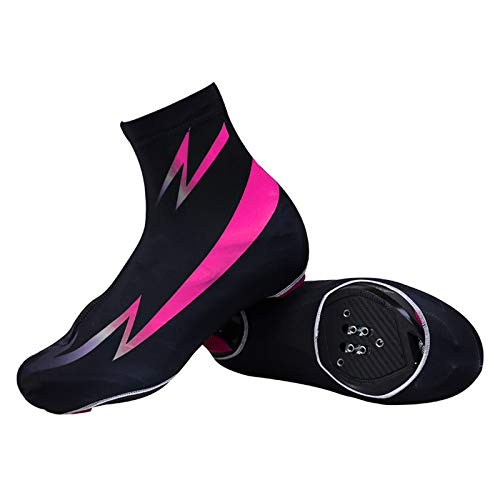 Duan hai rong Cubrezapatillas para Bicicleta,Reutilizables Plus Fleece Diseño Reflectante Cálido Pies de Montaña Bicicleta (Color : Rosado, Size : Large)