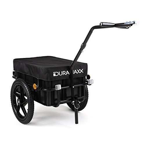 DURAMAXX Big-Mike - Remolque para Bicicleta, Carro, Caja de 70L, Carga máx 40 kg, Enganche esférico para Bicicletas de 26''- 28'', Estructura de Acero recubierta de Pintura en Polvo, Negro