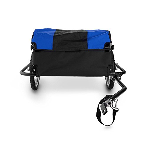 DURAMAXX Mountee - Remolque para Bicicletas, Desmontable, Capacidad 130 litros, Carga 60 kg, Bastidor Acero, Neumáticos 16", Palanca 70 cm, Ruedas Acero, Impermeable, Lona Nailon, Azúl