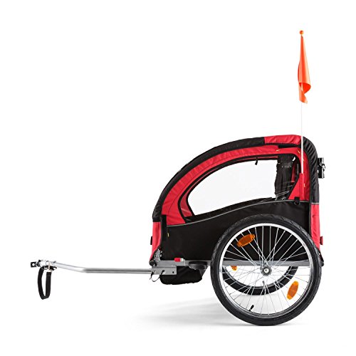 DURAMAXX Trailer Swift Remolque Bicicleta Infantil (Remolque Infantil 2 Asientos, máx. 20 kg, Convertible Carrito Paseo, cinturón Seguridad, Transporte niños, Impermeable, Transpirable, Rojo)