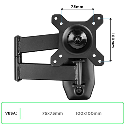 Duronic TVB1120 Soporte TV de pared giratorio para pantalla de entre 13" a 30" pulgadas hasta 18kg máx - Soporte SOLO compatible con VESA - Monitor LED, LCD, plasma