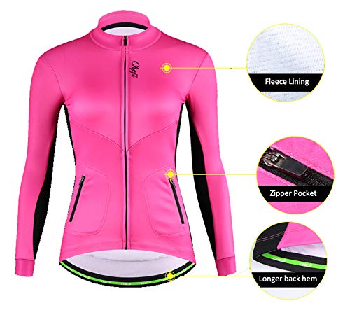 DuShow Mujeres Ciclismo Polar Chaqueta Invierno Manga Larga Ciclismo Jersey Térmico Shoftsell a prueba de viento Bicicleta Jersey