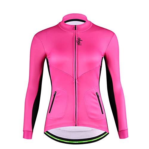 DuShow Mujeres Ciclismo Polar Chaqueta Invierno Manga Larga Ciclismo Jersey Térmico Shoftsell a prueba de viento Bicicleta Jersey