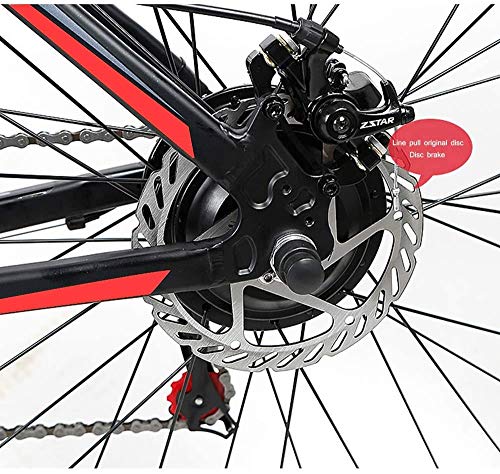 D&XQX Bicicleta eléctrica Montaña (26-29 Pulgadas), con Gran Capacidad extraíble de Iones de Litio (36V 250W), Bicicleta eléctrica 24 Speed ​​Gear y Modos de Trabajo de Tres,Rojo,27.5 * 17in