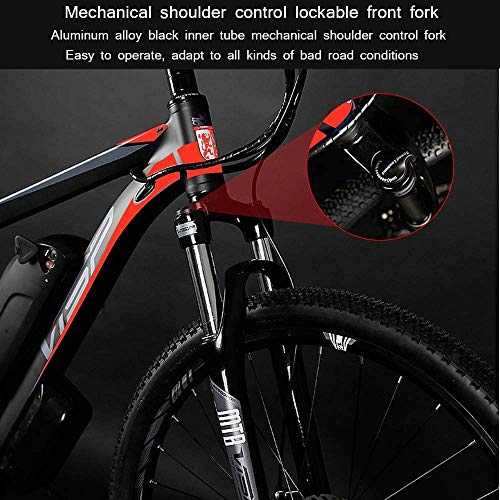 D&XQX Bicicleta eléctrica Montaña (26-29 Pulgadas), con Gran Capacidad extraíble de Iones de Litio (36V 250W), Bicicleta eléctrica 24 Speed ​​Gear y Modos de Trabajo de Tres,Rojo,27.5 * 17in