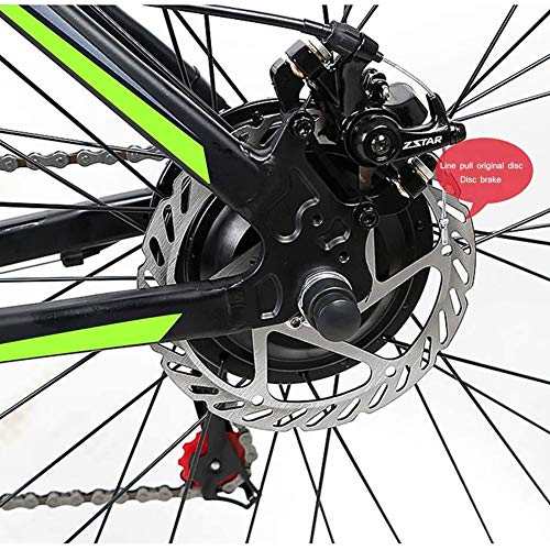 D&XQX Bicicleta eléctrica Montaña (26-29 Pulgadas), con Gran Capacidad extraíble de Iones de Litio (36V 250W), Bicicleta eléctrica 24 Speed ​​Gear y Modos de Trabajo de Tres,Verde,29 * 15.5in