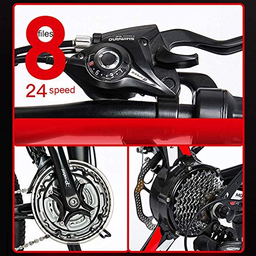 D&XQX Plegables E-Bici, 26 Pulgadas de Bicicletas de montaña eléctrica, con el Super aleación de magnesio de 3 Ruedas Integrado de Radios, Suspensión Prima Completa Y Shimano 24 Speed ​​Gear
