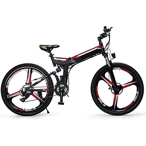 D&XQX Plegables E-Bici, 26 Pulgadas de Bicicletas de montaña eléctrica, con el Super aleación de magnesio de 3 Ruedas Integrado de Radios, Suspensión Prima Completa Y Shimano 24 Speed ​​Gear