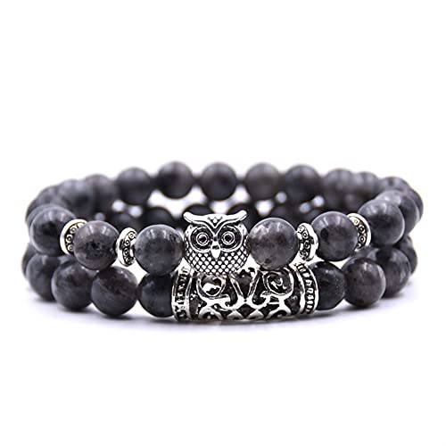 DYLIJU Pulseras Búho Pulsera joyería Piedras Pulseras Hombres Mujeres Brazalete Conjunto Hombre Pulsera (Metal Color : Y-501)