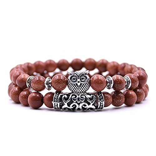 DYLIJU Pulseras Búho Pulsera joyería Piedras Pulseras Hombres Mujeres Brazalete Conjunto Hombre Pulsera (Metal Color : Y-501)