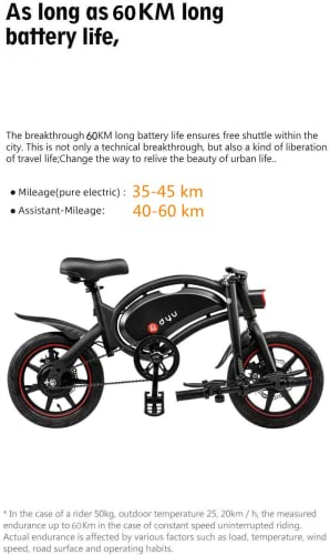 DYU D3F Bicicleta eléctrica Plegable de montaña, Bicicleta de aleación de Aluminio de 240 W, batería extraíble de Iones de Litio de 36 V / 10 Ah con 3 Modos de conducción